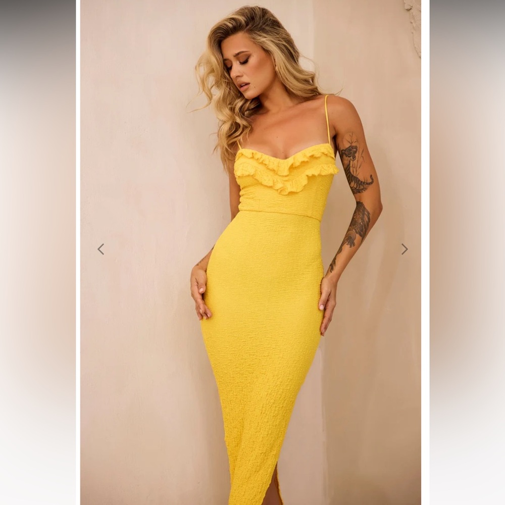💛🌻🌼 Promenade Yellow Ruffle Maxi Dress - Picture 2 of 6